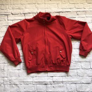 Vintage Lands' End Men's L Bomber Jacket Lightweight Red with Plaid Lined